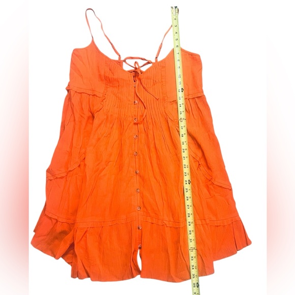 Anthropologie Women’s Large Gauze Cover-up Tunic Top Orange Lightweight - Picture 7 of 10